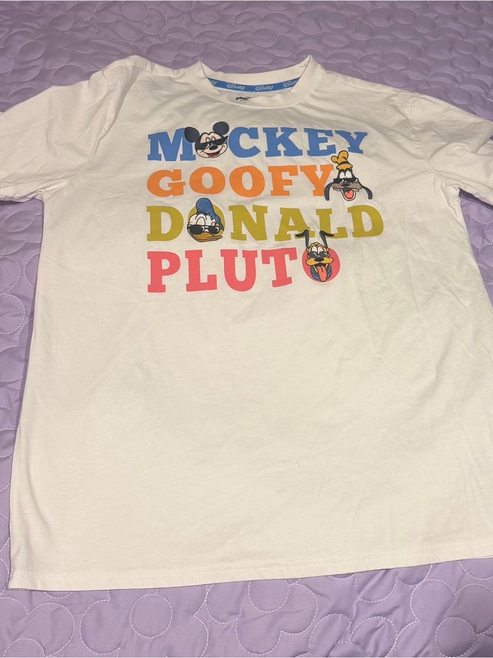 Disney White T-Shirt with Multicolor Mickey, Goofy, Donald & Pluto Print